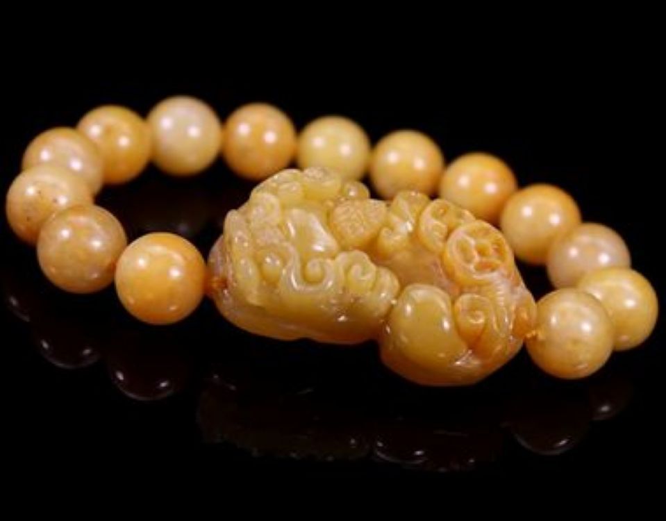 广州一缘阁黄龙玉貔貅手链批发玉石珠子编织貔貅手链