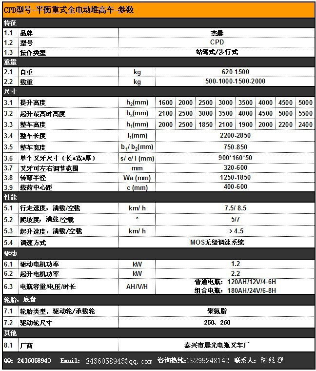 全自动电动堆高车 堆高专用电动叉车(含税送货上门)