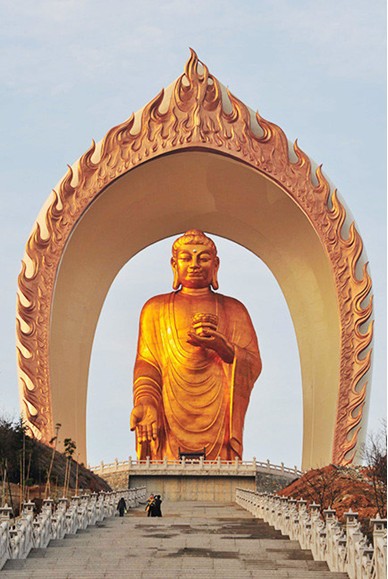 48米世界最高阿弥陀佛东林大佛显露真身!【syk小胜】