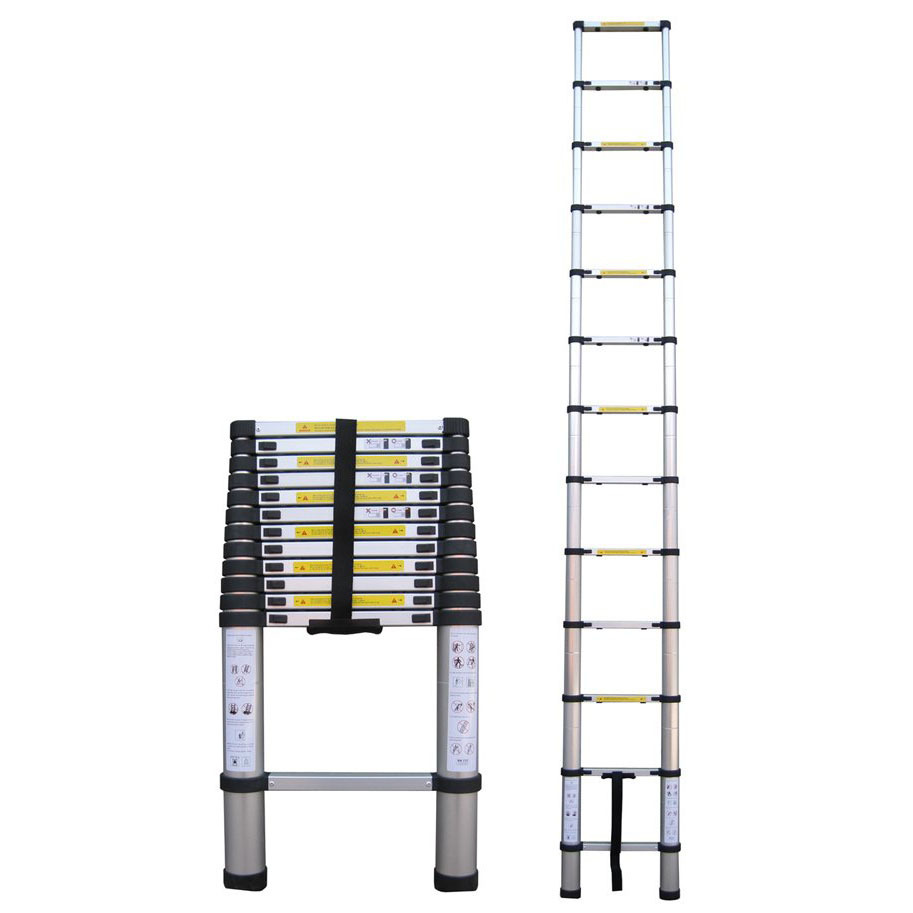厂家直销3.8米伸缩梯竹节梯铝梯梯子加厚楼梯便携式抽拉梯家用梯