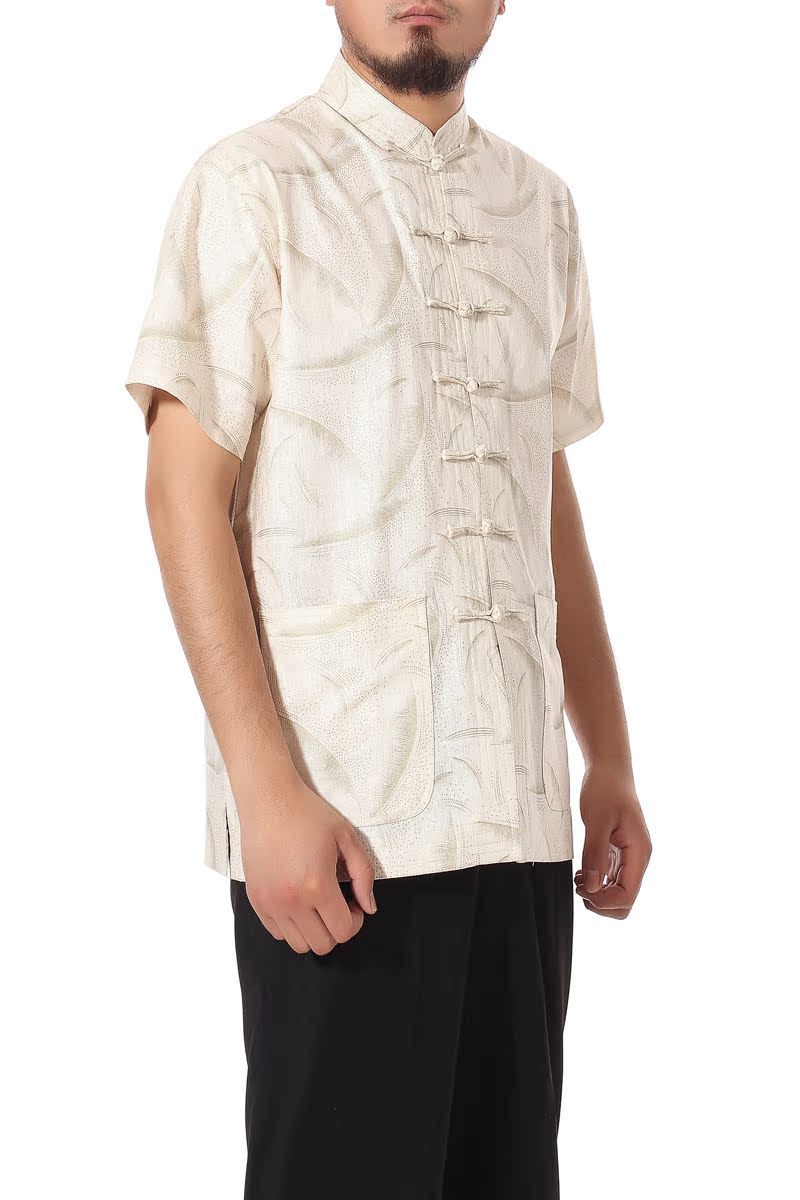 中国风中式2372-2老粗布唐装男士短袖