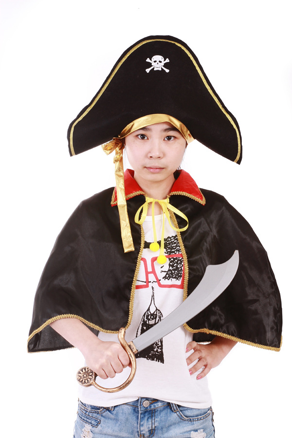 化妆舞会服装 万圣节披风 鬼节 表演服装道具 高档金边海盗披风
