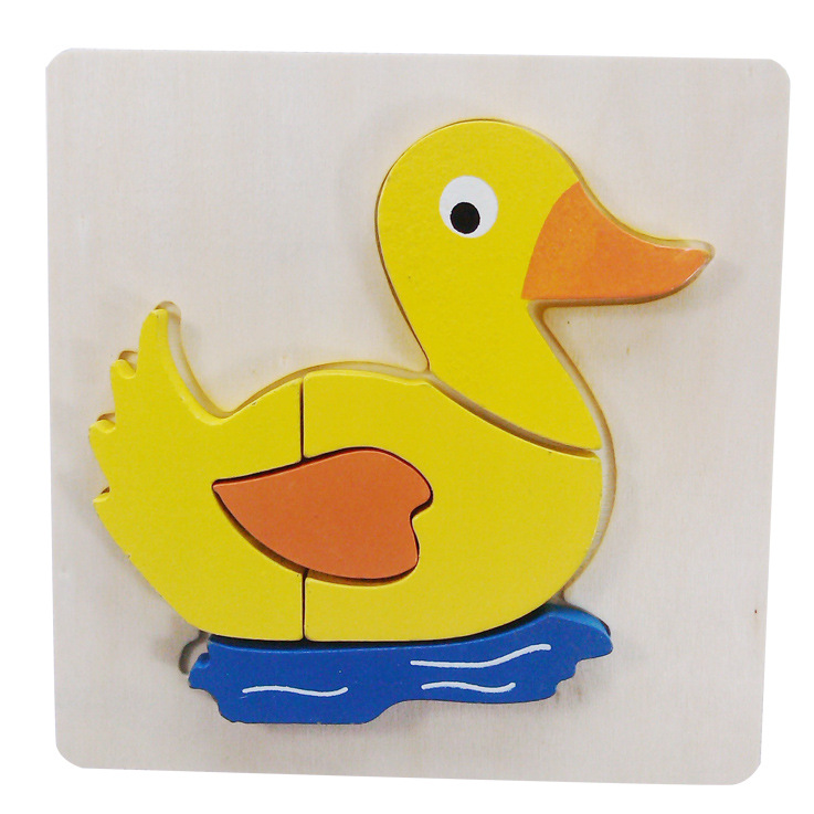 卡通小动物拼图 木制立体拼图 1-3岁幼儿童拼板早教益智玩具木质