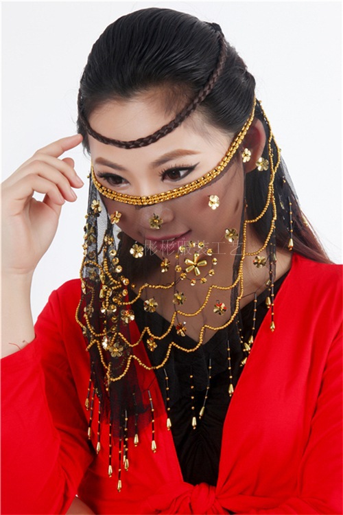 肚皮舞面纱 印度舞面纱纱巾舞蹈脸纱 面纱 表演纱巾