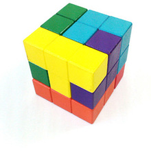 木制魔方俄罗斯方块 智力玩具 早教益智玩具 拼插构建组合积木