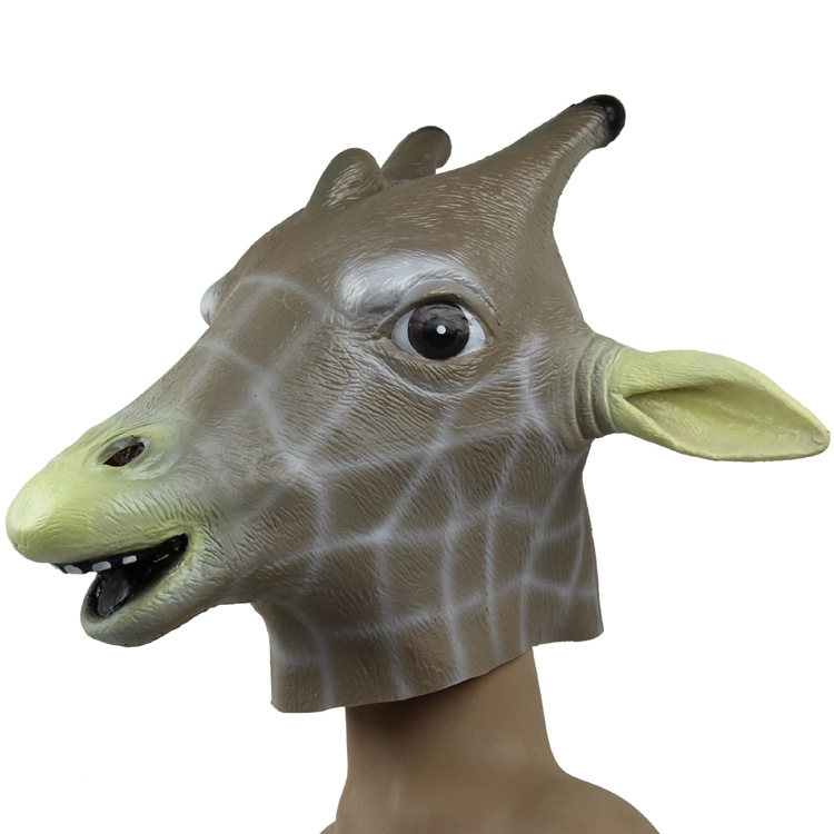 跳舞表演面具舞会动物表演装饰动物面具长颈鹿面具乳胶长颈鹿头套