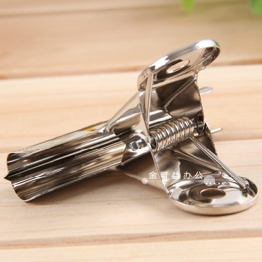 得力9524(6只装) 圆形铁票夹 不锈钢 画板夹子