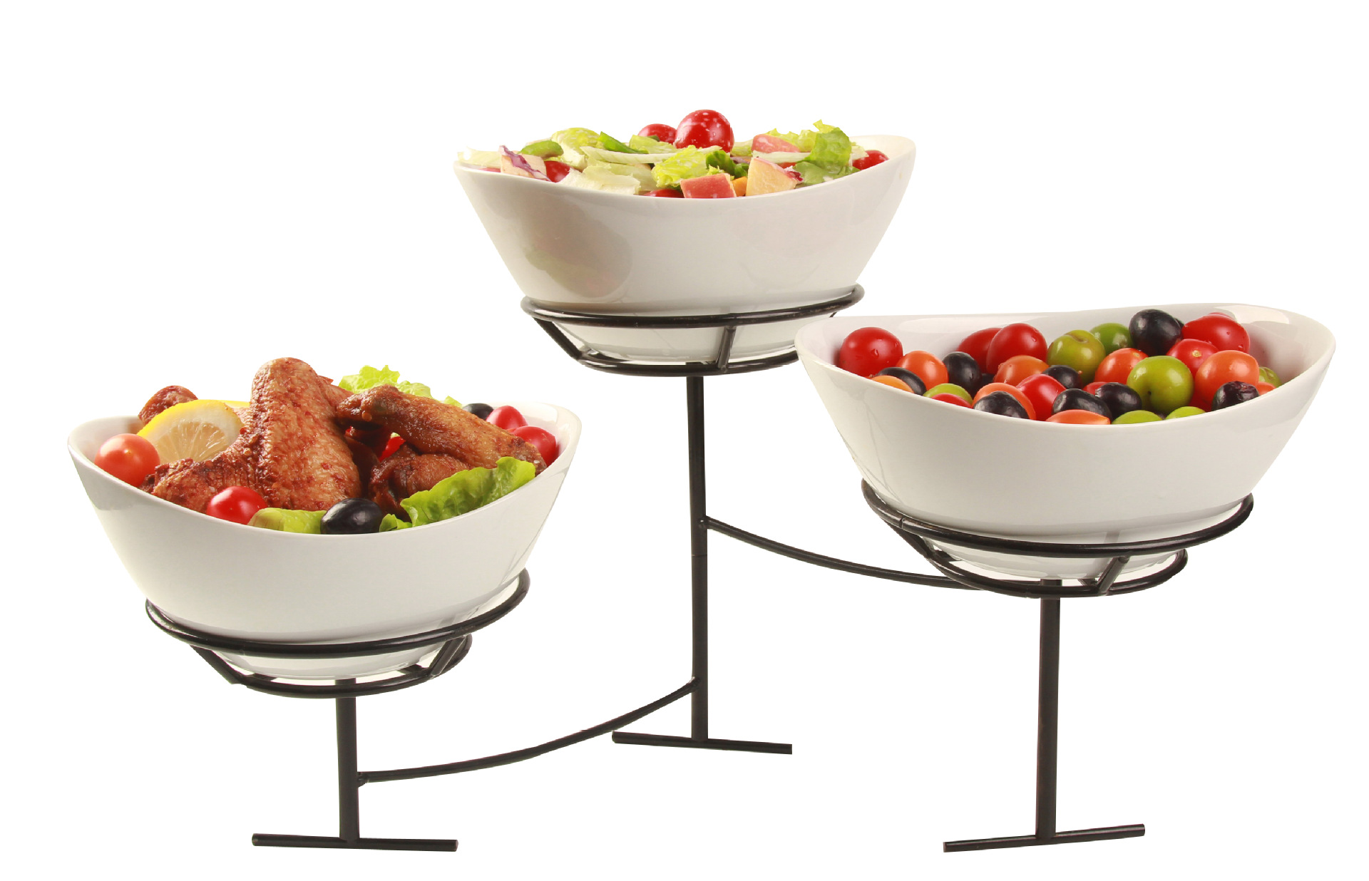 欧式酒店自助餐果篮椭圆沙拉碗元宝形果盆陶瓷沙拉碗宴会专用碗