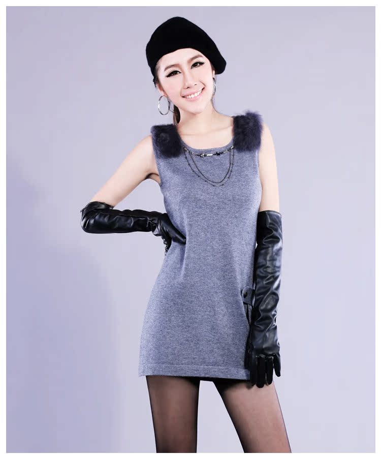 批发pu冬季女士 50cm过肘 皮长手套 超长手套 女式时尚皮长手套