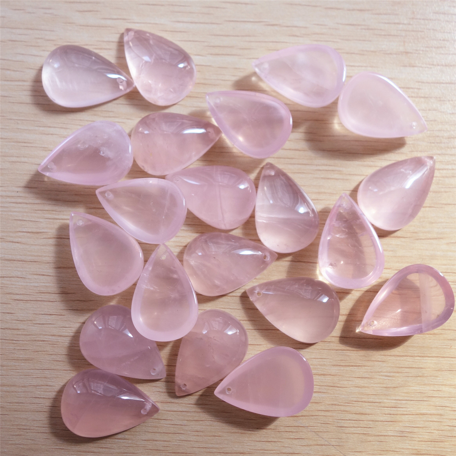 天然原石马达加斯加冰种粉晶梨形戒面水滴形吊坠手工diy配件饰品