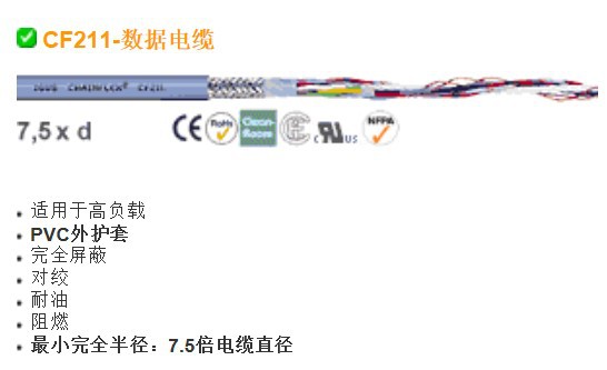 IGUS数据电缆：CF240.01.24 电缆CF240.02.03电缆CF240.02.04