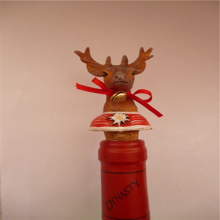 鹿头红酒塞_树脂圣诞鹿头红酒塞 电镀鹿头 古