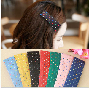 زينة الرأس  Wholesale B2008 Korean super sweet cloth dot bangs hair ornaments clip