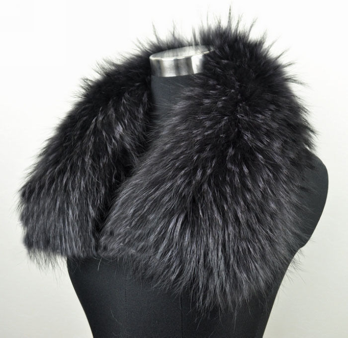 【厂家直销】黑色貉子毛领 超大青针貉子毛领