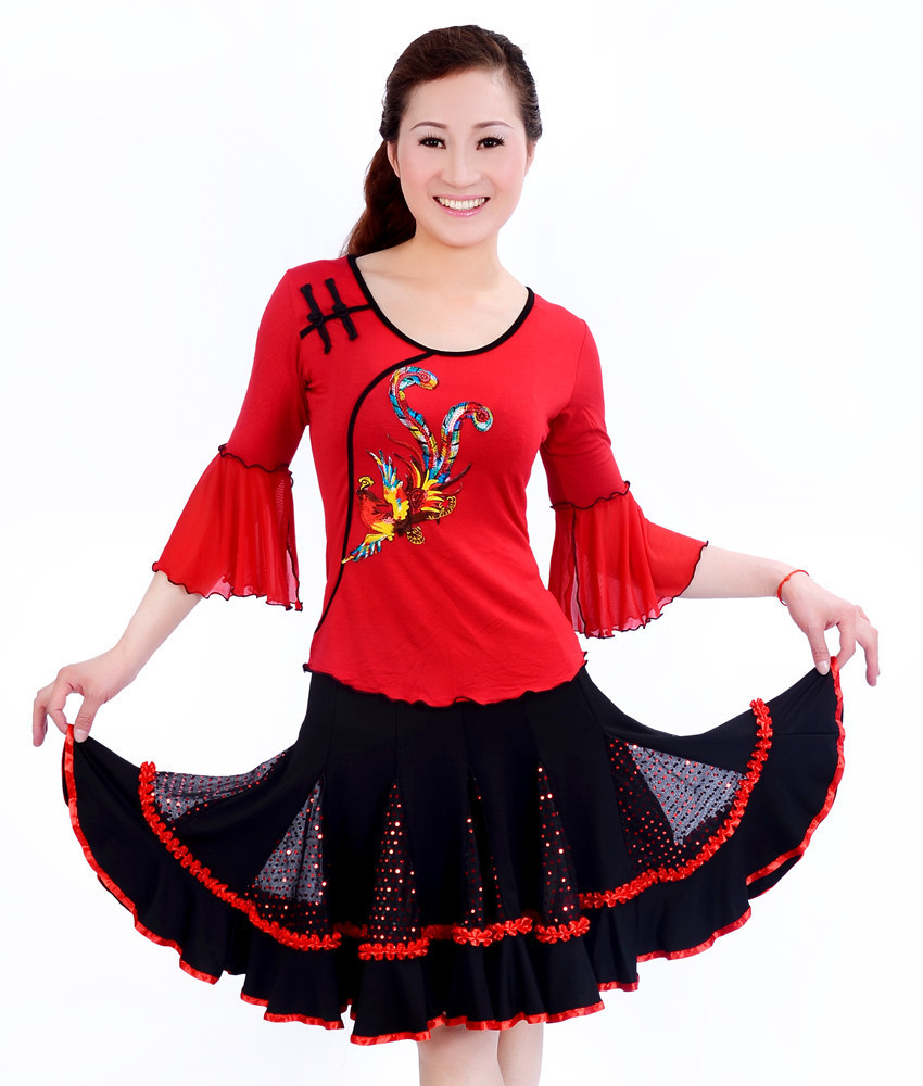 2013秋季中袖广场舞服装新款套装跳舞衣服表演舞蹈拉丁舞衣254