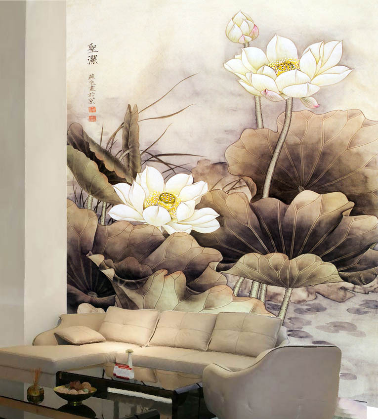 杭州花鸟餐厅背景墙 公司专业生产大型壁画,背景墙,电视背景墙,沙发