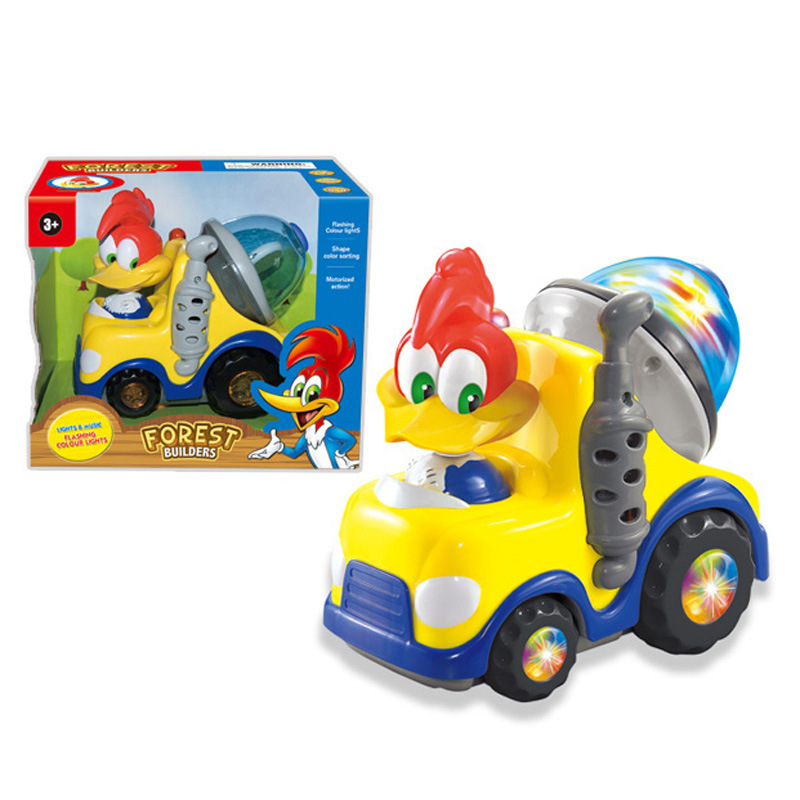 供应sm130442电动万向啄木鸟工程车带灯光音乐,儿童电动玩具车