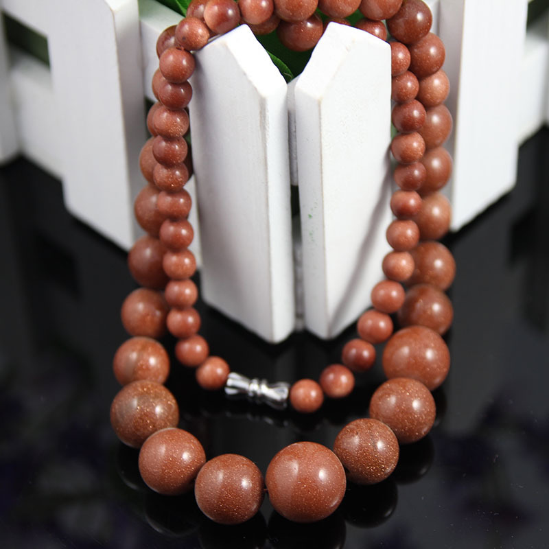 【厂家直销】金沙石项链 宝石 手工串珠项链 促销韩版项链