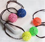 韩国新款荧光色糖果色大号铁丝金属球球 花朵蝴蝶结筋发圈头绳花