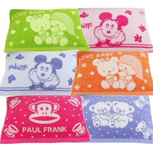 纯棉32股无捻提花卡通幼儿园婴幼儿童枕巾全棉毛巾童巾 批发定制