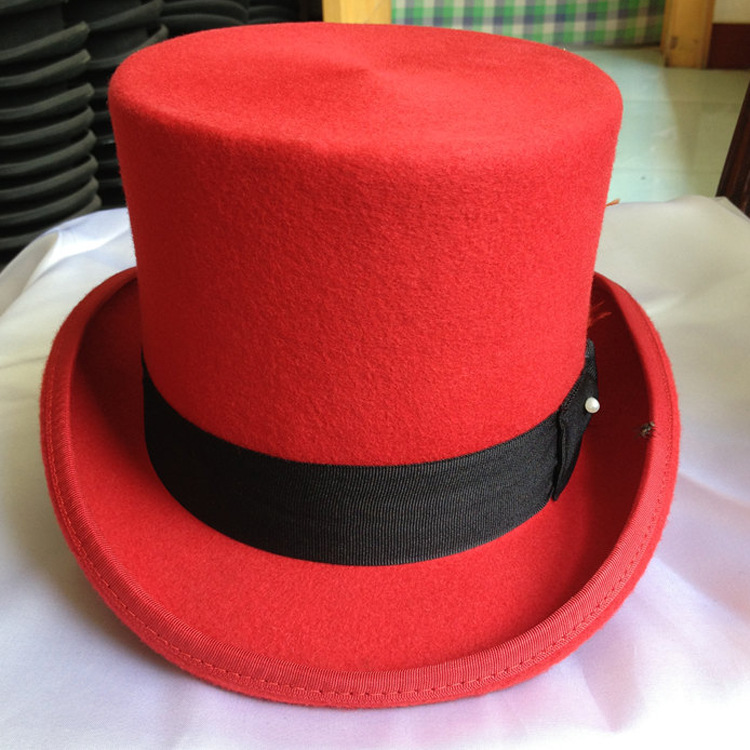 厂家供应羊毛魔术帽子林肯帽魔术帽总统帽黑色林肯帽高头平顶帽子