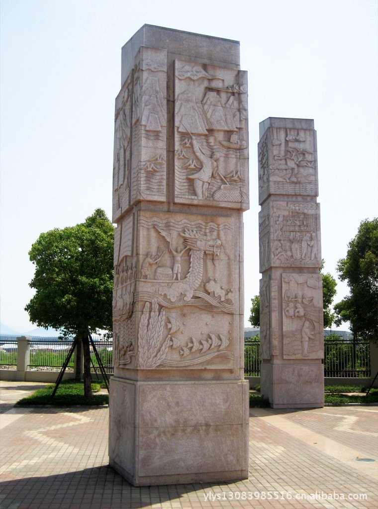城市公园景观文化柱石材雕塑