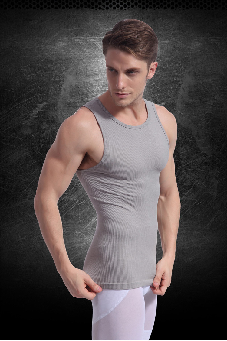 ny075 锗钛银 螺纹男士 功能塑身背心