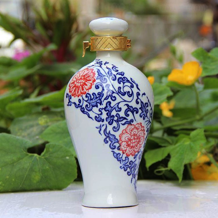 景德镇仿古陶瓷泡酒瓶 三斤装青花雅韵将军罐 3斤装空酒坛子酒壶