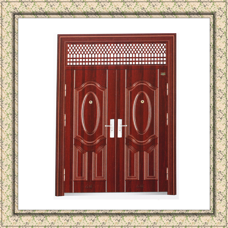 弘瑞高档楼寓门系列防盗门 hr-8128圆欧双开门 现货 非标门