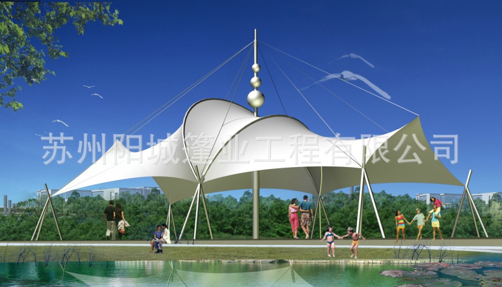 膜结构棚景区造型棚钢结构棚设计园林棚遮阳棚张拉膜寿命30年