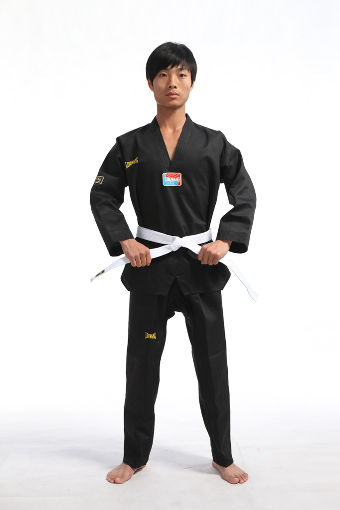 力搏王跆拳道服跆拳道腰带成人儿童道服黑色跆拳道教练服表演服