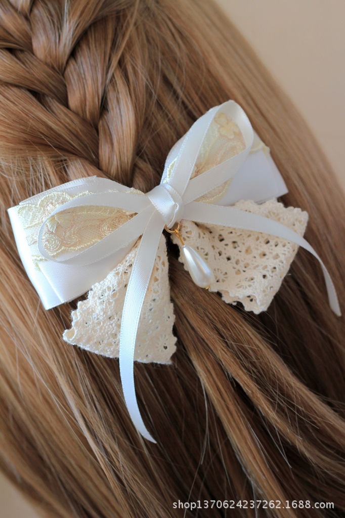 厂家直销韩版蕾丝蝴蝶结发夹发饰 缎带蝴蝶结头饰发卡