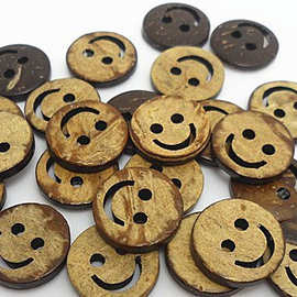 供应造型椰子纽扣13mm 笑脸造型椰子扣