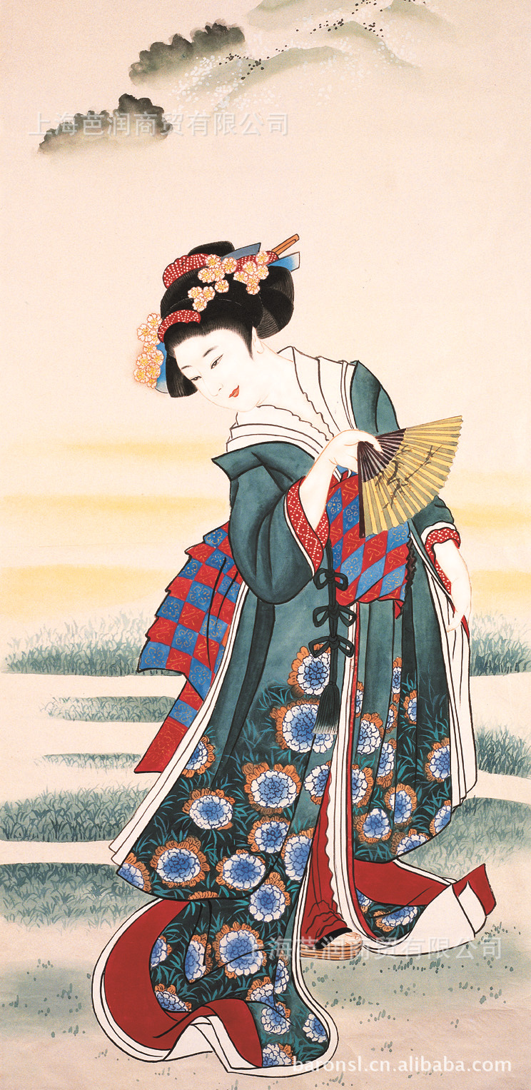 日本仕女图壁画,日本人物民俗墙纸cej010