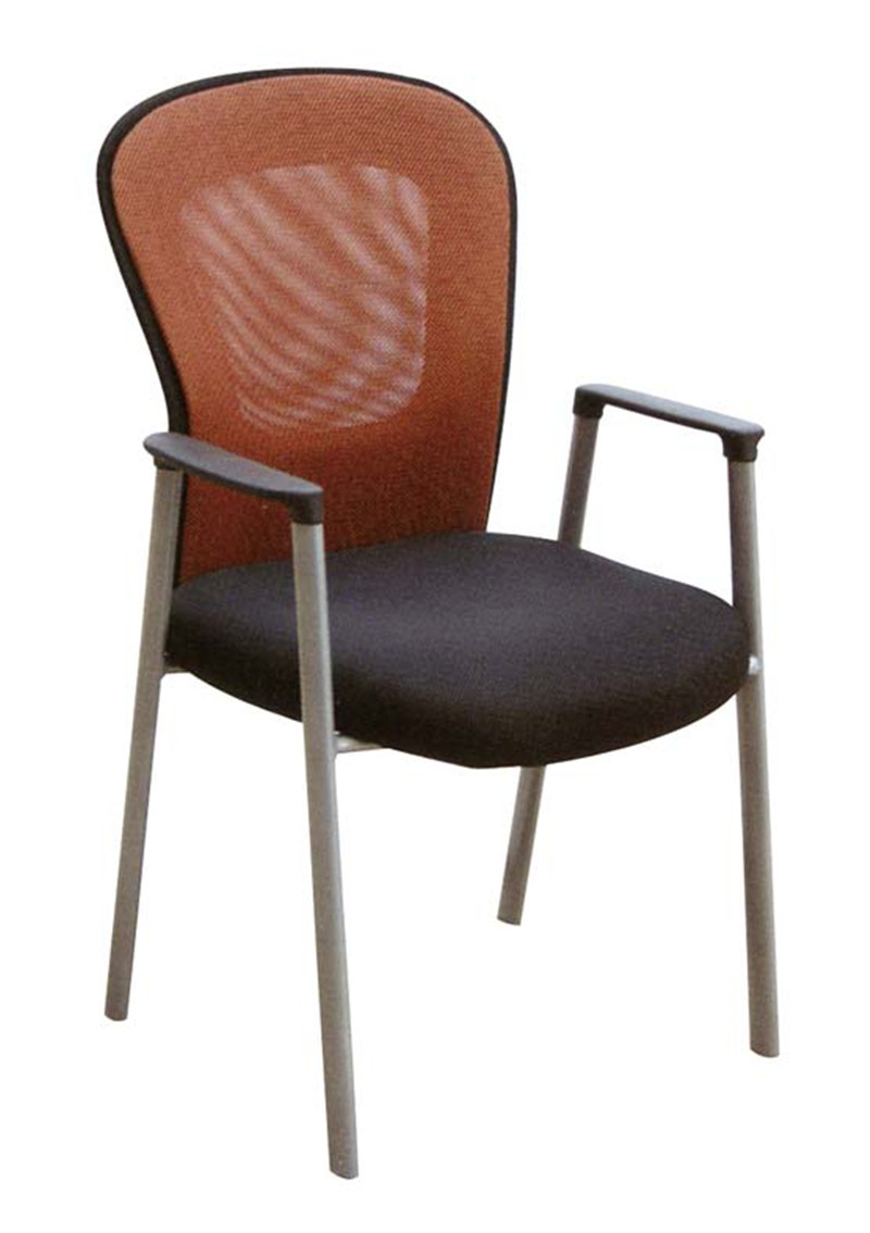 福金庄重图空扁管红棕色网背四脚椅会议椅接待椅办公椅洽谈椅盟