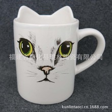 德化厂家陶瓷杯子  创意出口陶瓷猫杯  动物陶瓷猫杯 新款杯子