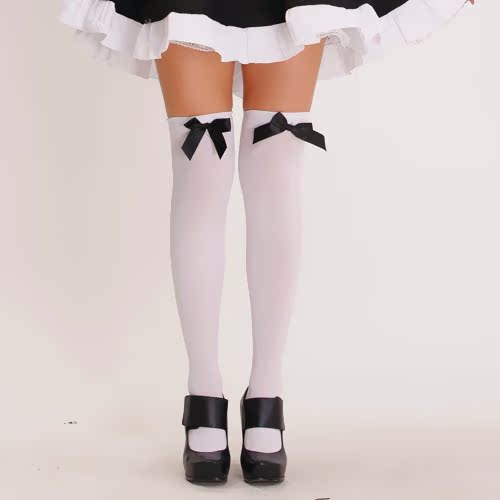 cos动漫女仆袜 多色蝴蝶结袜 大腿袜cosplay女仆装袜学生袜