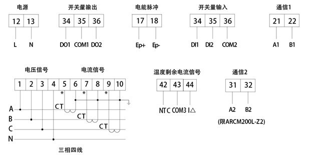 供应安科瑞ARCM200L-Z电气火灾主机监控探测器