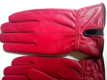 厂家直销 新款2拼女式羊皮手套 冬季保暖红红火火女士真皮手套