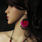 民族风饰品批发夸张百搭民族手工漆雕玫瑰耳环铃铛耳饰特价