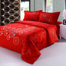 特价婚庆四件套全棉大红色纯棉被套床单结婚床上用品批发一件代发