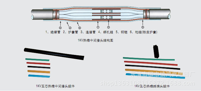 电缆终端套 sy-1/5.0五芯热缩电缆头1kv热缩电缆附件