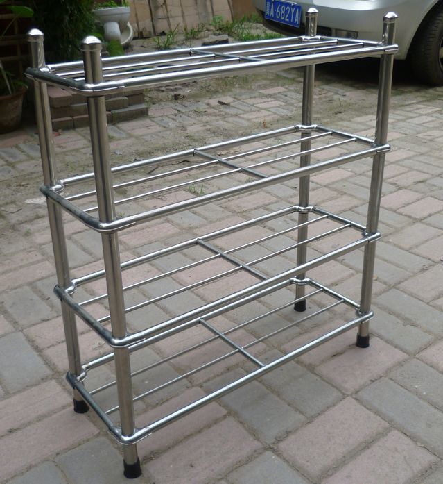 厂家直销 不锈钢四层鞋架 圆管四层鞋架 不锈钢置物架 不锈钢鞋柜