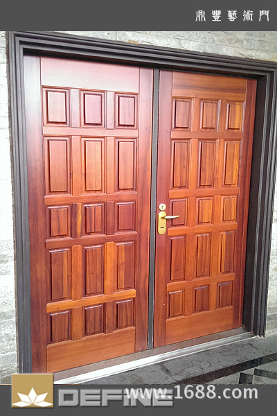 双开玄关大门 庭院小门,选用实木钢木门