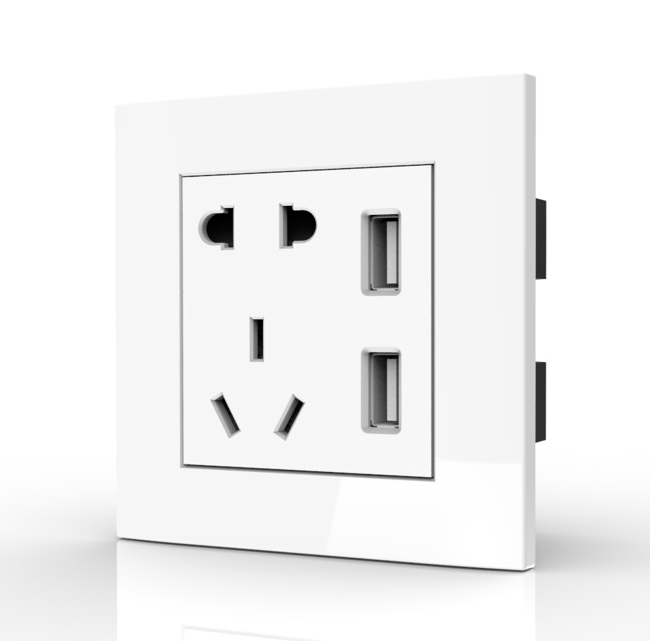 新国标五孔双usb墙壁插座 usb充电墙壁插座 2.1ausb输出充电