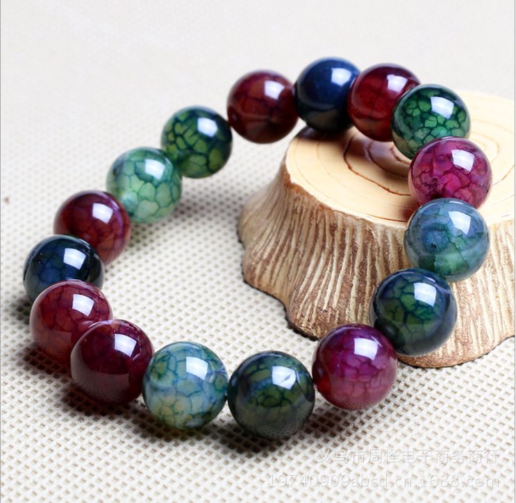 七彩龙纹碧玺手链