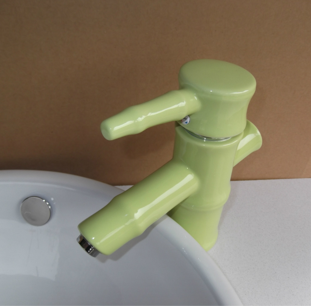 批发陶瓷龙头全铜芯色釉冷热水龙头811b