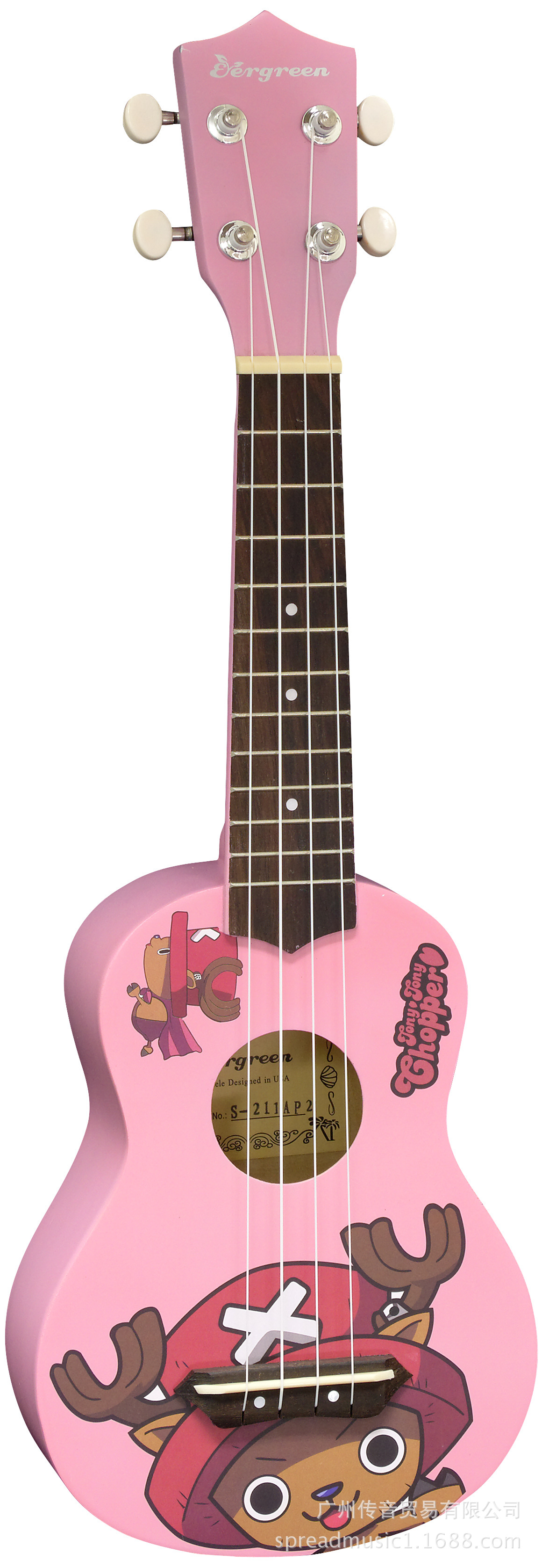 批发热销 传音牌 21寸 海贼王乔巴图案 彩色贴图尤克里里 s-211ap