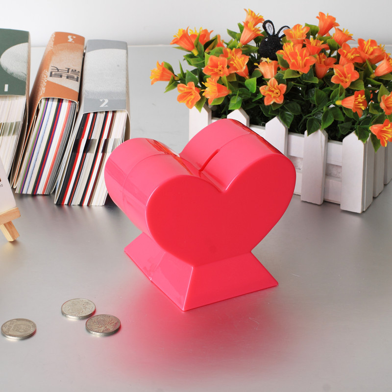 活动礼品爱心储蓄罐 塑料心形储蓄罐 塑料爱心存钱罐 塑料储蓄罐