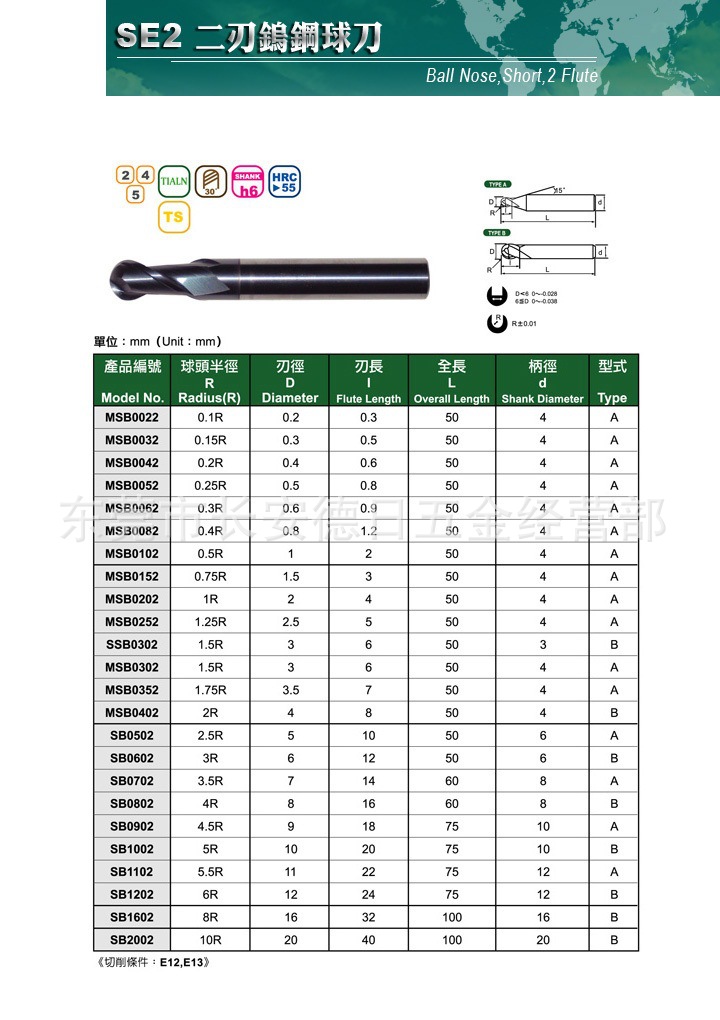 3(mm)刃长2槽数球头铣刀类型钨钢材质二刃钨钢球刀系列0.3有